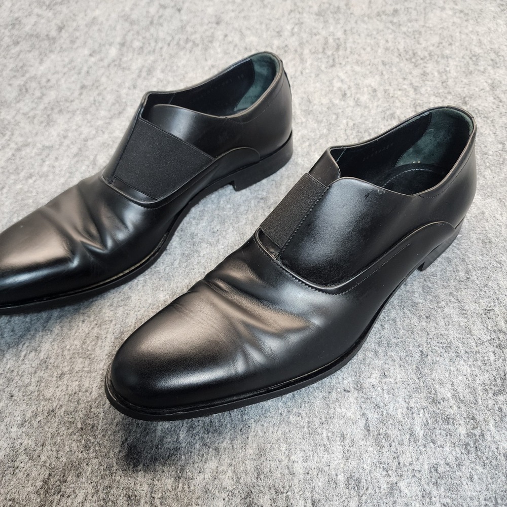 HUGO Hugo Boss Mens Black Leather Elastic Vamp Slip On Dress Shoes 50332022 10